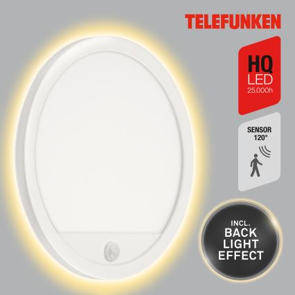 Telefunken 313706TF - LED Kinkiet zewnętrzny z czujnikiem LED/15W/230V IP44 biały