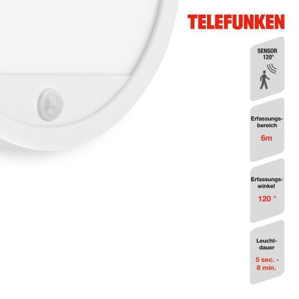 Telefunken 313706TF - LED Kinkiet zewnętrzny z czujnikiem LED/15W/230V IP44 biały