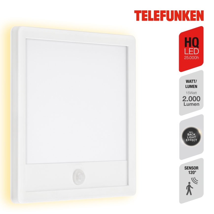 Telefunken 313806TF - LED zewnętrzna lampa ścienna z czujnikiem LED/15W/230V IP44