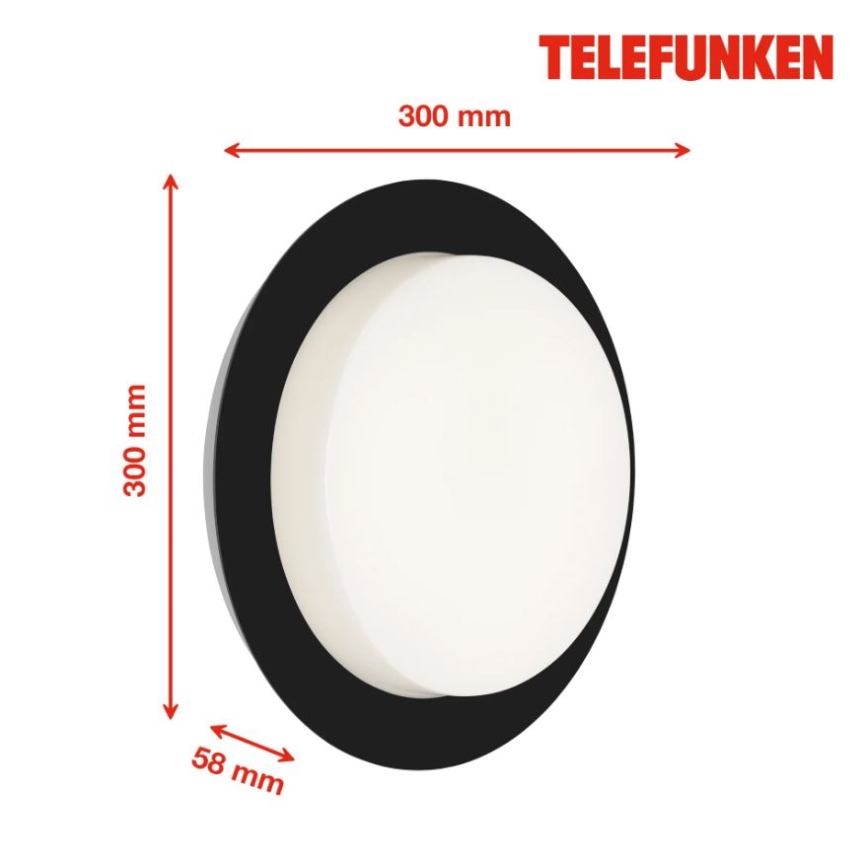 Telefunken 314505TF - LED Kinkiet zewnętrzny LED/15W/230V IP44 czarny