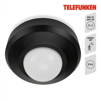 Telefunken 314705TF - Zewnętrzny czujnik ruchu 360° IP44 czarny