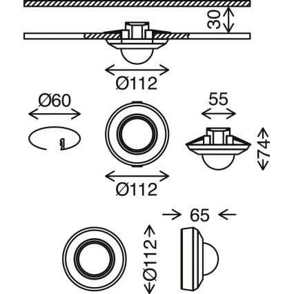Telefunken 314705TF - Zewnętrzny czujnik ruchu 360° IP44 czarny