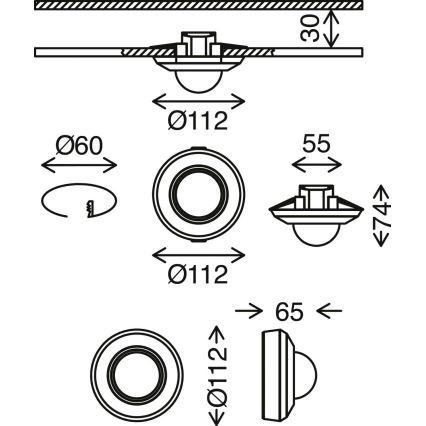 Telefunken 314705TF - Zewnętrzny czujnik ruchu 360° IP44 czarny