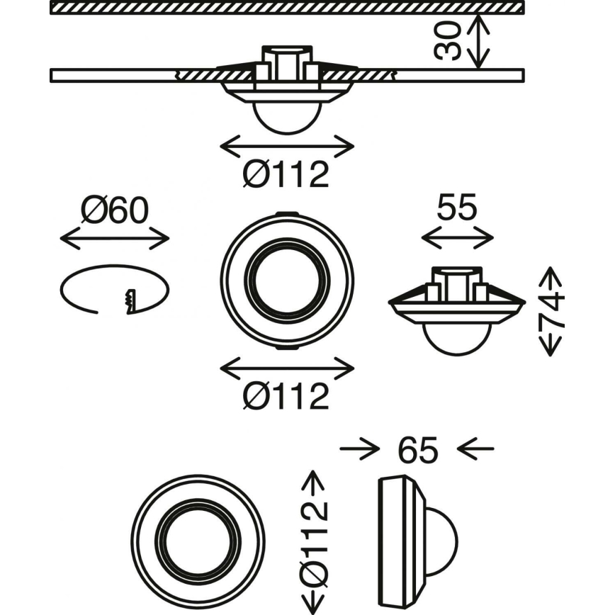 Telefunken 314705TF - Zewnętrzny czujnik ruchu 360° IP44 czarny
