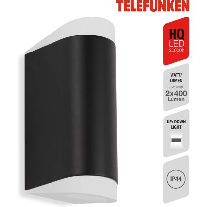 Telefunken 314905TF - LED Kinkiet zewnętrzny 2xGU10/5W/230V IP44 czarny