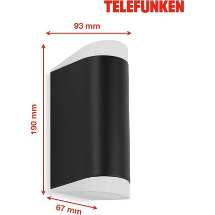 Telefunken 314905TF - LED Kinkiet zewnętrzny 2xGU10/5W/230V IP44 czarny