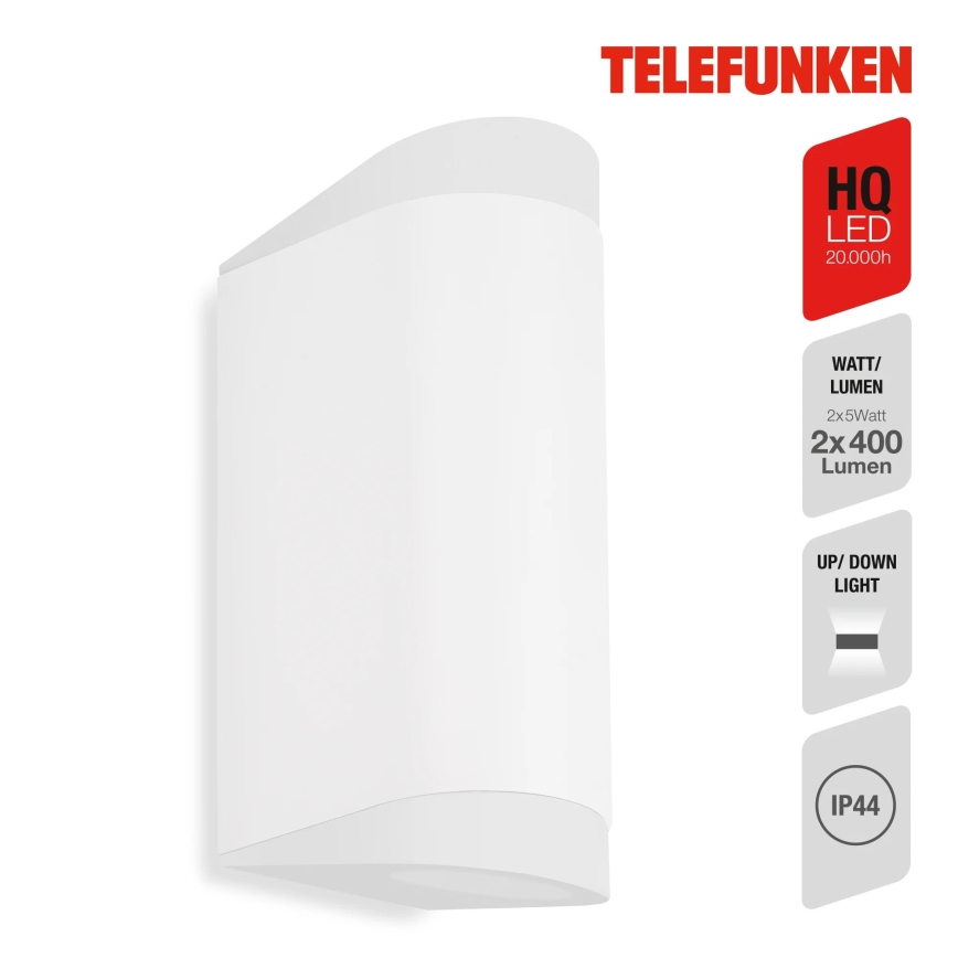 Telefunken 314906TF - LED Kinkiet zewnętrzny 2xGU10/5W/230V IP44 biały