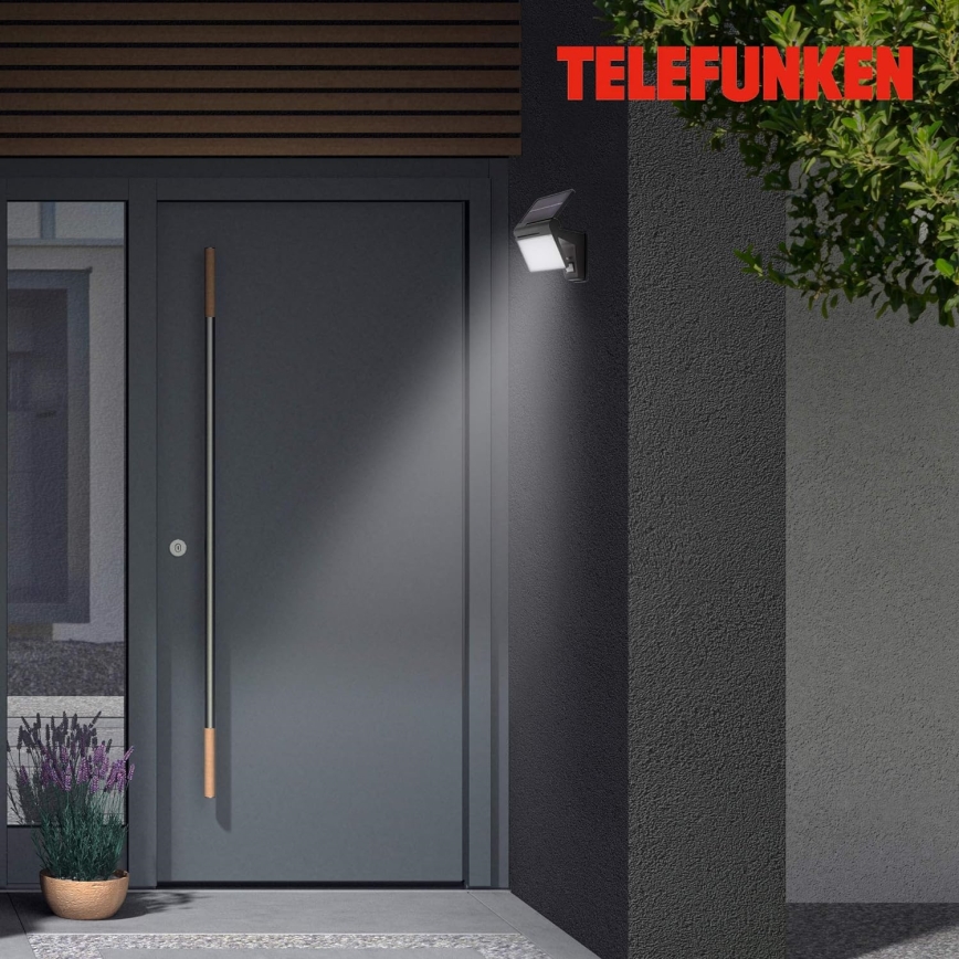 Telefunken 315205TF - LED Kinkiet solarny z czujnikiem LED/3W/3,7V IP44 2000 mAh