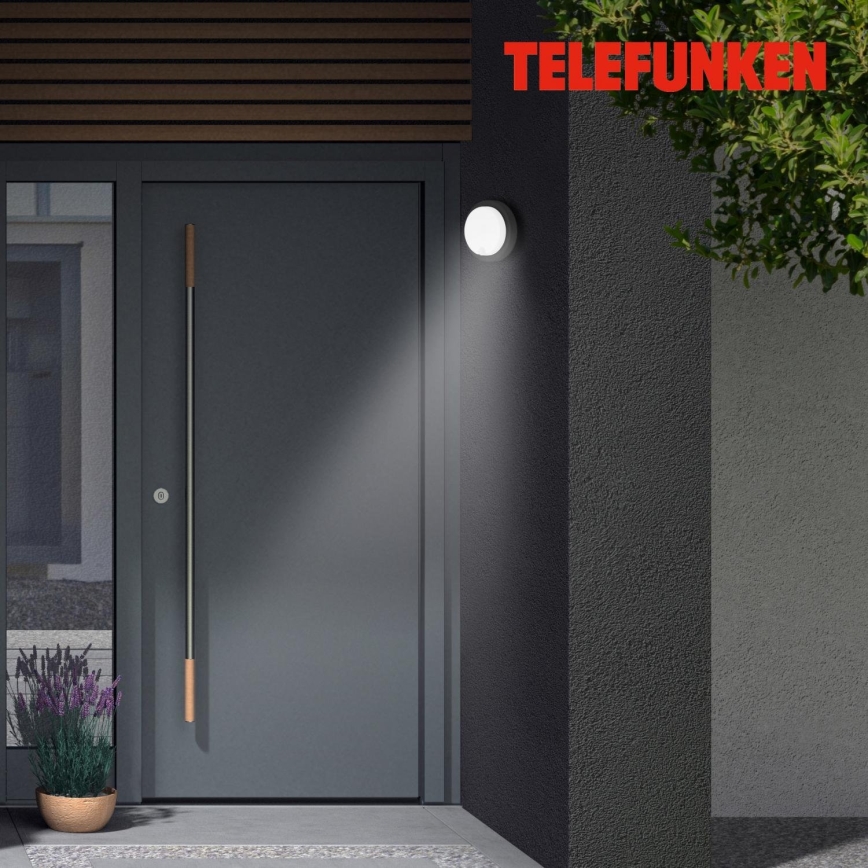 Telefunken 315305TF - LED Kinkiet zewnętrzny z czujnikiem LED/12W/230V IP44 czarny