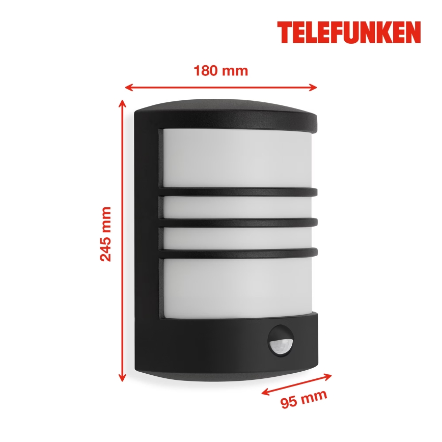 Telefunken 315505TF - LED Kinkiet zewnętrzny z czujnikiem LED/12W/230V IP44 czarny