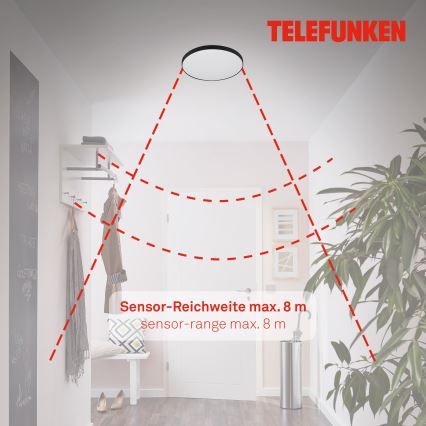 Telefunken 318405TF - LED Plafon łazienkowy z czujnikiem LED/16W/230V IP44 śr. 29 cm