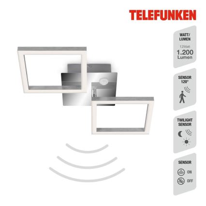 Telefunken 318508TF - LED Plafon z czujnikiem FRAME LED/12W/230V 3000K matowy chrom