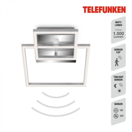 Telefunken 318608TF - LED Plafon z czujnikiem FRAME LED/17W/230V 3000K matowy chrom