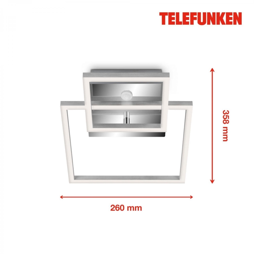 Telefunken 318608TF - LED Plafon z czujnikiem FRAME LED/17W/230V 3000K matowy chrom