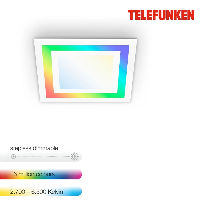 Telefunken 318706TF - ściemnialny panel LED RGBW/18W/230V 3000–6500K z pilotem zdalnego sterowania