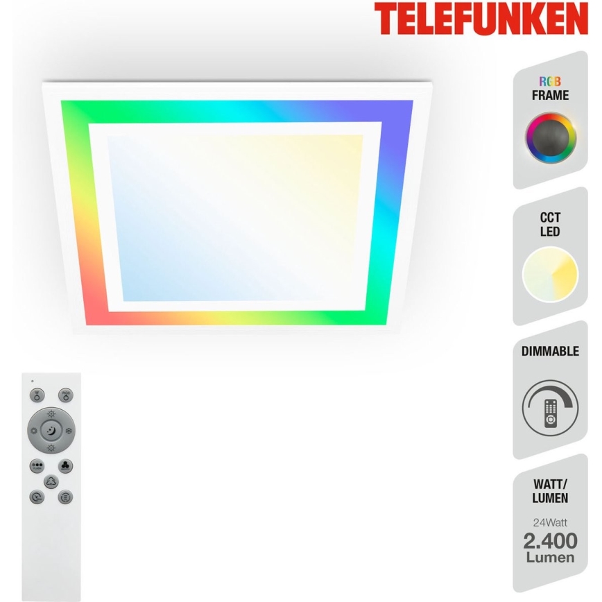 Telefunken 318806TF - Ściemnialna lampa sufitowa RGBW LED/24W/230V 3000-6500K + zdalne sterowanie