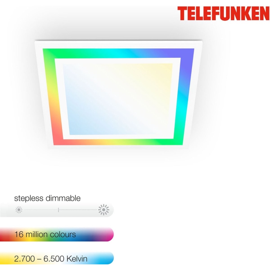 Telefunken 318806TF - Ściemnialna lampa sufitowa RGBW LED/24W/230V 3000-6500K + zdalne sterowanie