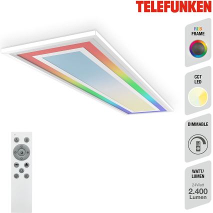 Telefunken 318906TF - LED RGBW ściemnialna oprawa sufitowa LED/24W/230V 3000-6500K 25x100 cm + pilot zdalnego sterowania