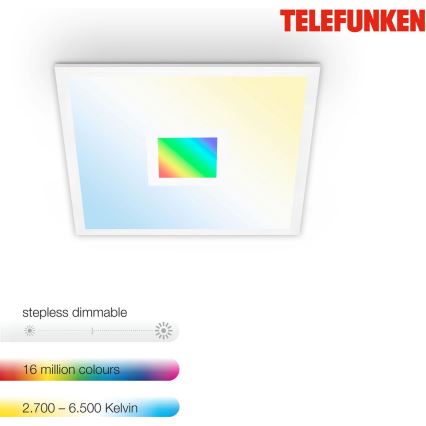 Telefunken 319106TF - RGBW Plafon ściemnialny LED/24W/230V 2700-6500K biały + pilot