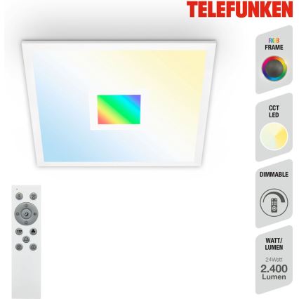 Telefunken 319106TF - RGBW Plafon ściemnialny LED/24W/230V 2700-6500K biały + pilot