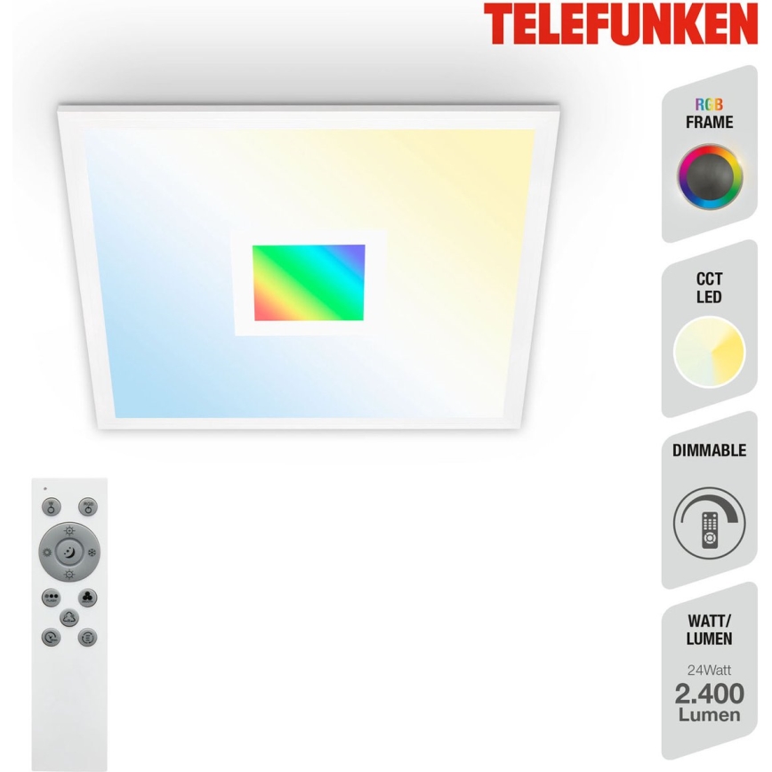 Telefunken 319106TF - RGBW Plafon ściemnialny LED/24W/230V 2700-6500K biały + pilot
