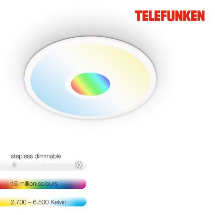 Telefunken 319306TF - LED RGBW Oświetlenie ściemnialne LED/22W/230V 2700-6500K + Pilot zdalnego sterowania