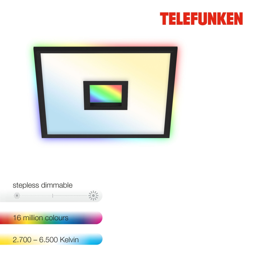 Telefunken 319405TF - LED RGBW Oświetlenie ściemnialne LED/24W/230V 2700-6500K czarne + Pilot zdalnego sterowania