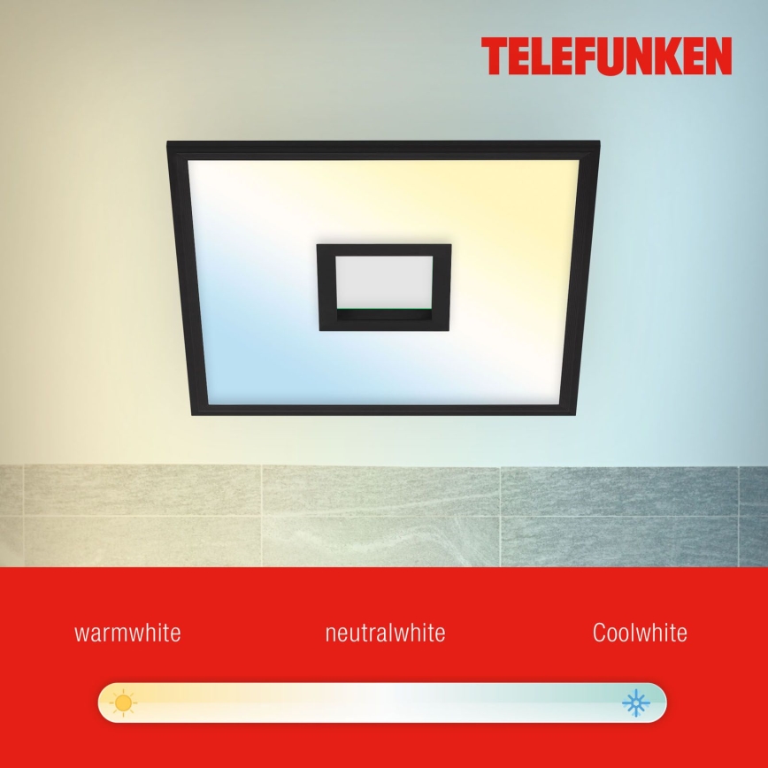 Telefunken 319405TF - LED RGBW Oświetlenie ściemnialne LED/24W/230V 2700-6500K czarne + Pilot zdalnego sterowania