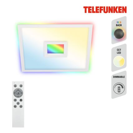 Telefunken 319506TF - Ściemnialna lampa sufitowa RGBW LED/36W/230V 2700-6500K biała + pilot zdalnego sterowania