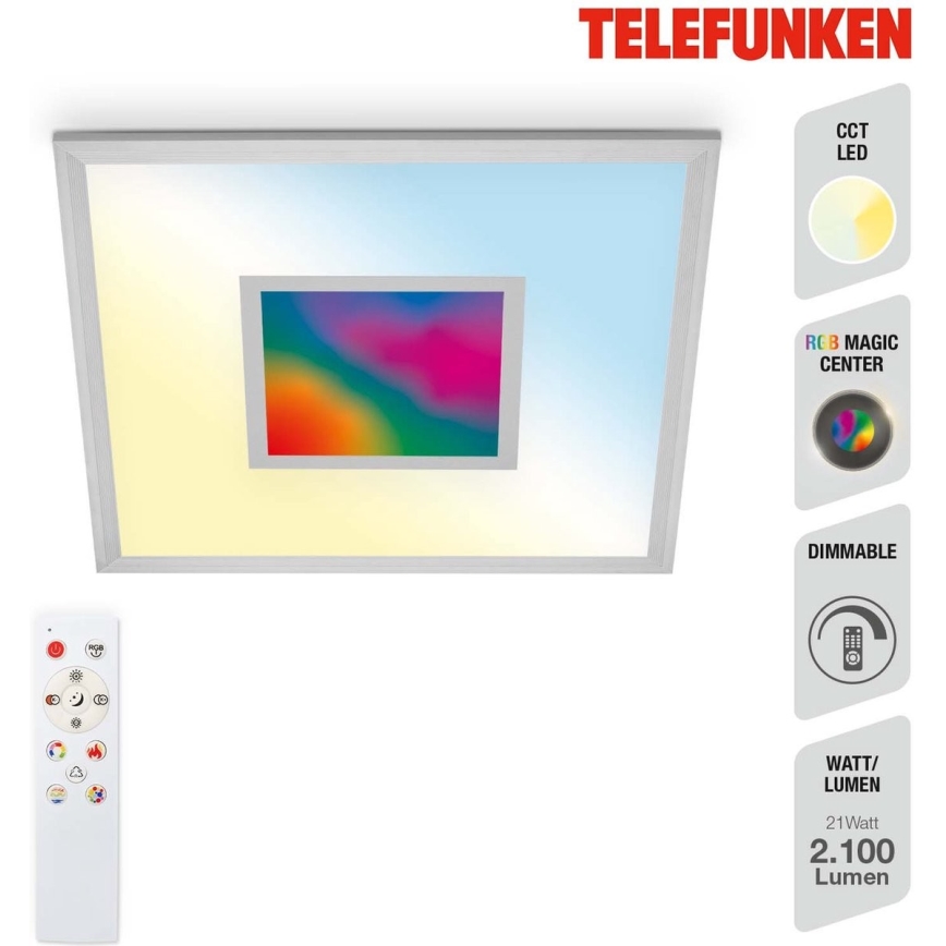 Telefunken 319704TF - LED RGB Plafon ściemnialny LED/24W/230V 3000-6500K + pilot zdalnego sterowania