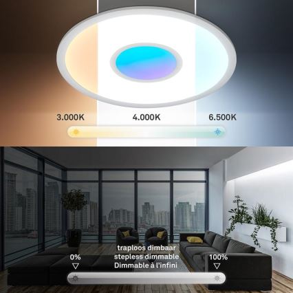 Telefunken 320104TF - LED RGBW ściemnialna oprawa sufitowa LED/21W/230V 3000-6500K śr. 45 cm + pilot zdalnego sterowania