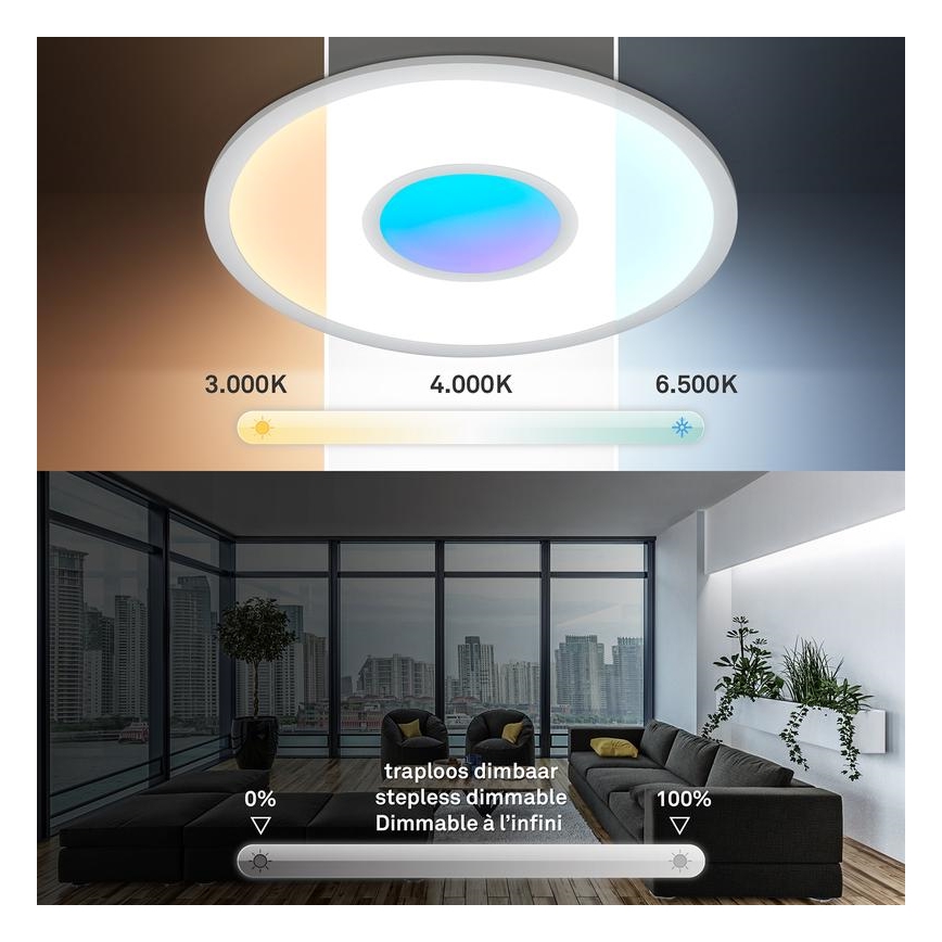 Telefunken 320104TF - LED RGBW ściemnialna oprawa sufitowa LED/21W/230V 3000-6500K śr. 45 cm + pilot zdalnego sterowania