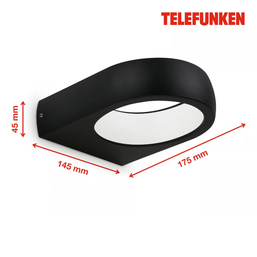 Telefunken 320205TF - Zewnętrzna oprawa ścienna LED/7,5W/230V IP44 czarna