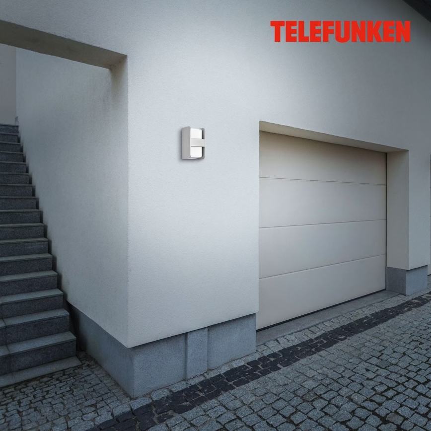 Telefunken 321004TF - Kinkiet zewnętrzny 1xE27/12W/230V IP44 srebrny