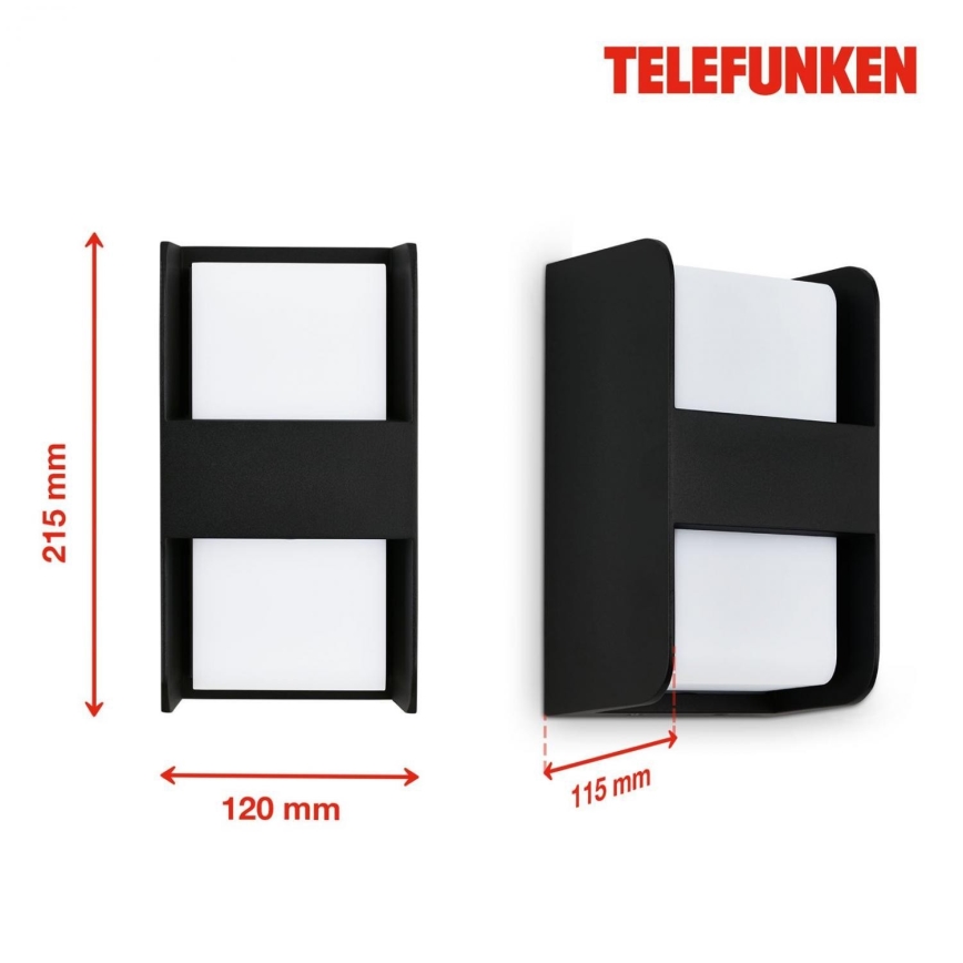 Telefunken 321005TF - Kinkiet zewnętrzny 1xE27/12W/230V IP44 czarny