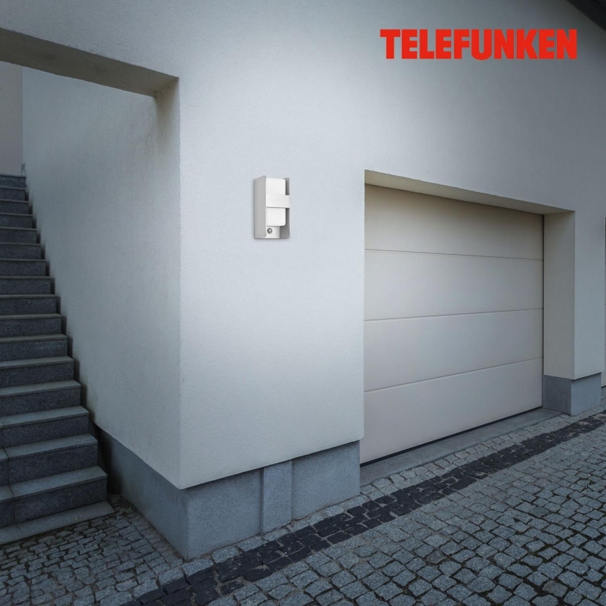 Telefunken 321104TF - Kinkiet zewnętrzny z czujnikiem 1xE27/12W/230V IP44 biały
