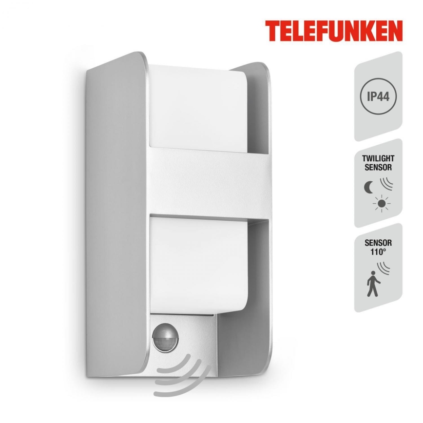 Telefunken 321104TF - Kinkiet zewnętrzny z czujnikiem 1xE27/12W/230V IP44 biały