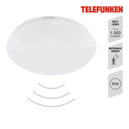 Telefunken 601206TF - LED Plafon łazienkowy z czujnikiem LED/15W/230V IP44 śr. 28 cm