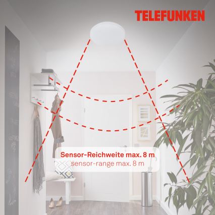 Telefunken 601506TF - LED Plafon łazienkowy z czujnik LED/12W/230V IP44