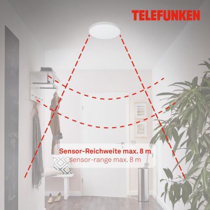 Telefunken 601604TF - LED Plafon łazienkowy z czujnikiem LED/12W/230V IP44 śr. 29 cm