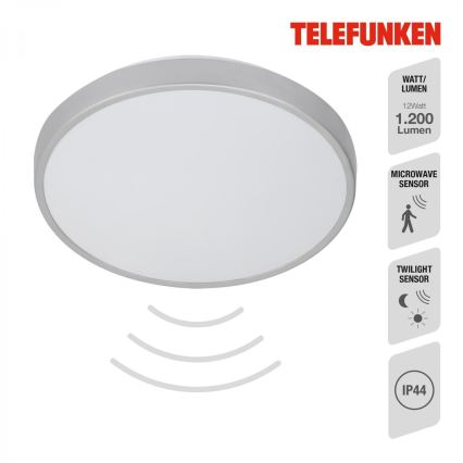 Telefunken 601604TF - LED Plafon łazienkowy z czujnikiem LED/12W/230V IP44 śr. 29 cm