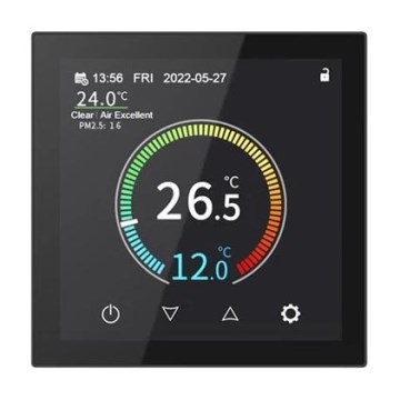 Termostat podtynkowy 230V, czarny, Wi‑Fi Tuya