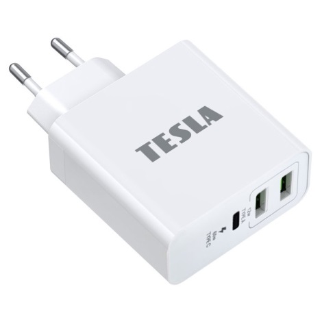 TESLA Electronics - Adapter ładowania USB-C 3w1 65W biały