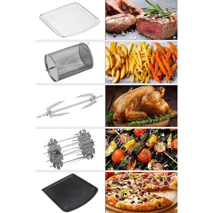 TESLA Electronics AirCook & Grill - Inteligentna wielofunkcyjna cyfrowa frytkownica z gorącym powietrzem 12 l 1800W/230V Wi-Fi