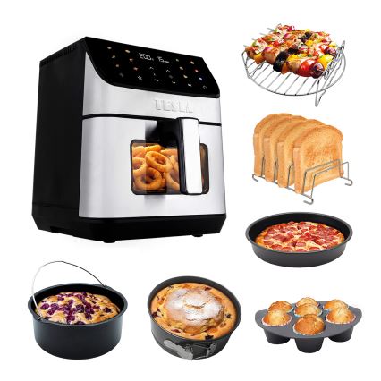 TESLA Electronics AirCook - Frytkownica beztłuszczowa 6,5 l 2100W/230V matowy chrom/czarny