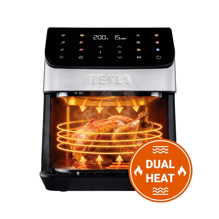 TESLA Electronics AirCook - Frytkownica beztłuszczowa 6,5 l 2100W/230V matowy chrom/czarny