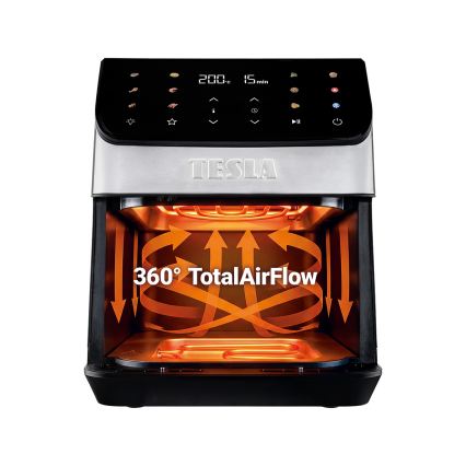 TESLA Electronics AirCook - Frytkownica beztłuszczowa 6,5 l 2100W/230V matowy chrom/czarny
