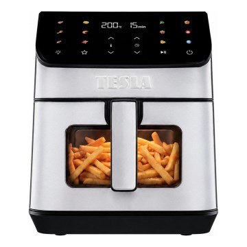 TESLA Electronics AirCook - Frytkownica beztłuszczowa 6,5 l 2100W/230V matowy chrom/czarny