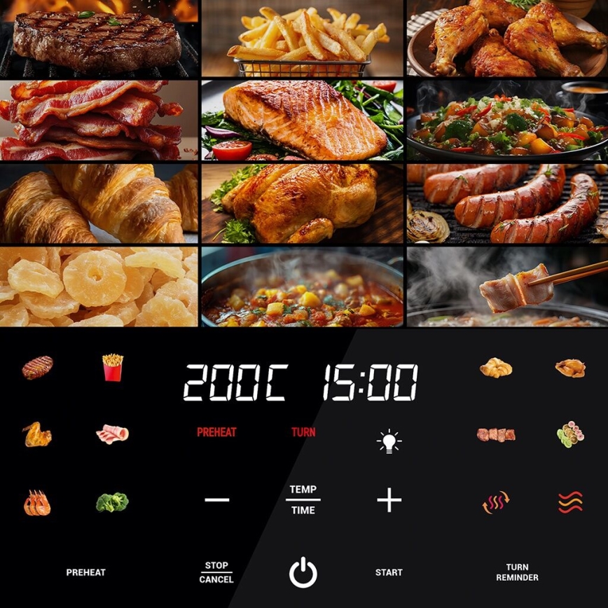 TESLA Electronics AirCook - Inteligentna wielofunkcyjna cyfrowa frytkownica z gorącym powietrzem 9 l 1700W/230V Wi-Fi