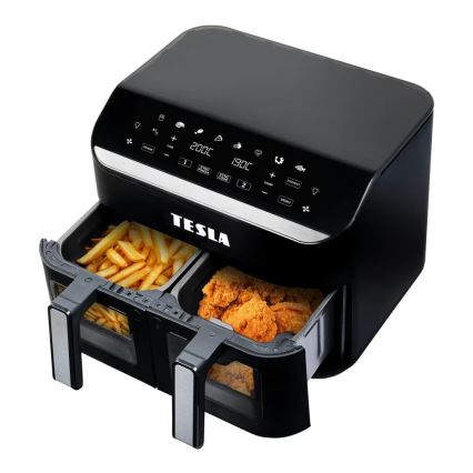 TESLA Electronics AirCook - Wielofunkcyjna podwójna cyfrowa frytkownica na gorące powietrze 9 l 2400W/230V